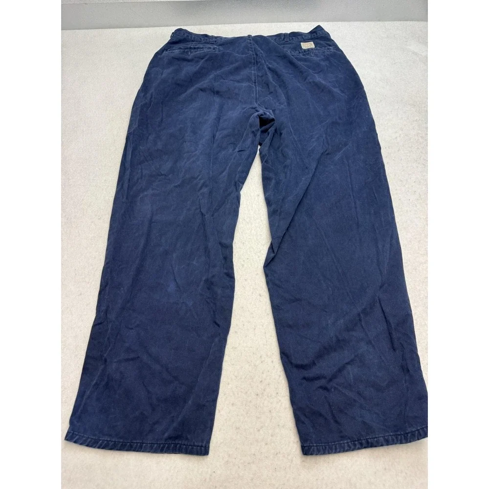 Vintage Polo Ralph Lauren Pants Mens 35x30* Blue Pleated Chino USA Relaxed Fit
